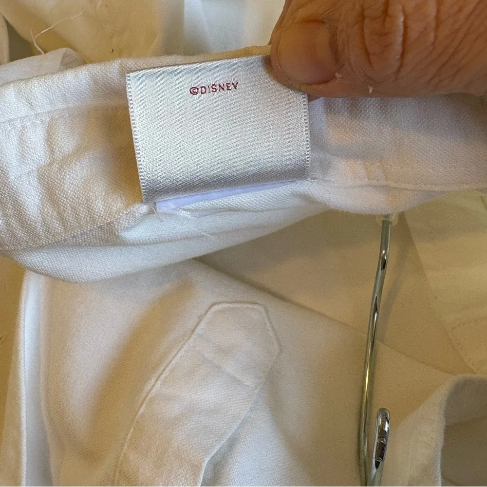 Vintage Disney Store Mickey Chest Logo Long Sleeve Button Down White Cotton Flaw